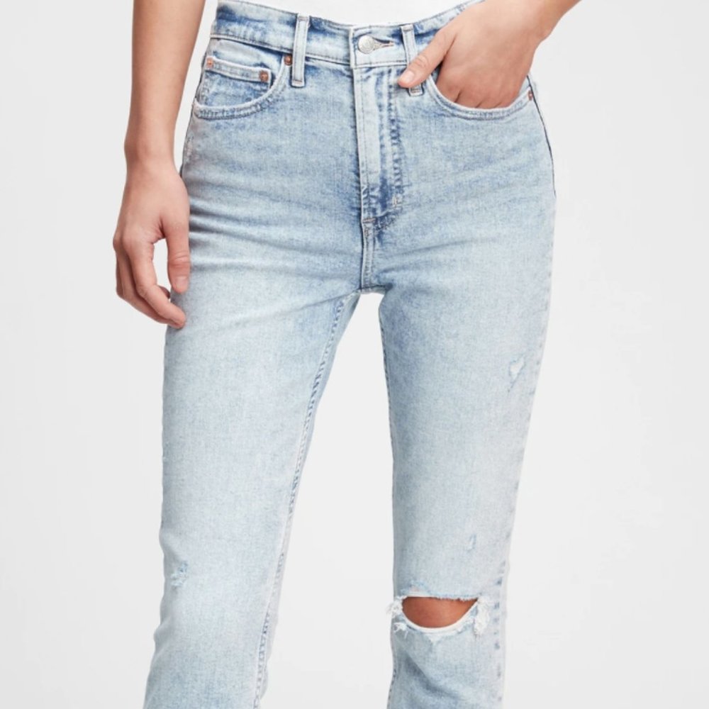 High Rise Destructed Cigarette Jeans